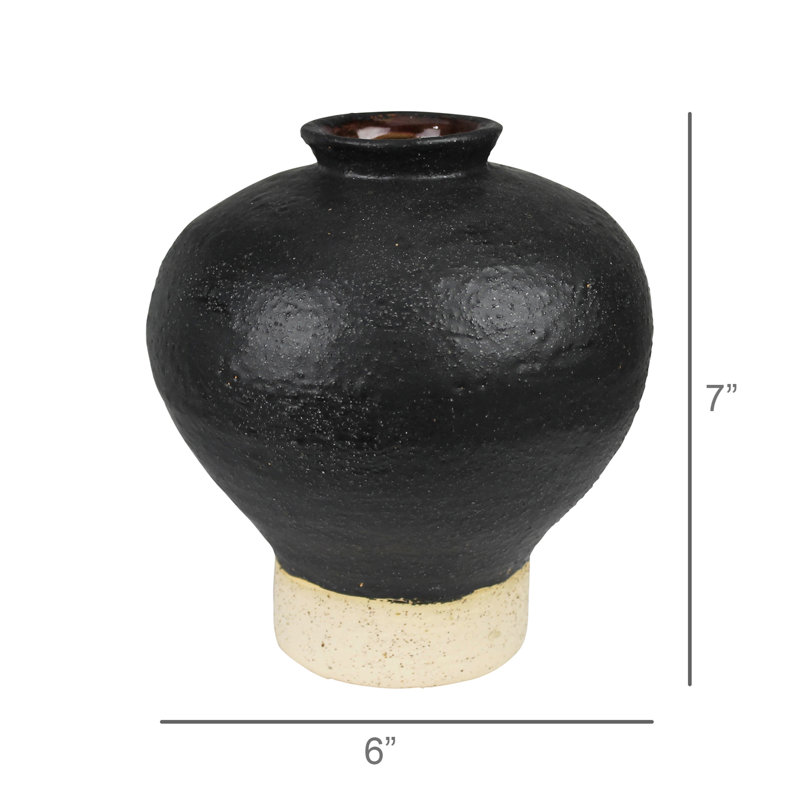Vase Umbria avec petit col, céramique, noir