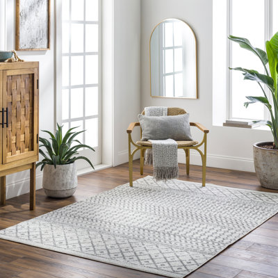 Charcoal Modern Rug, Geometric Easy to Clean Rug For Living Room, Dining Room, Bedroom, Kitchen