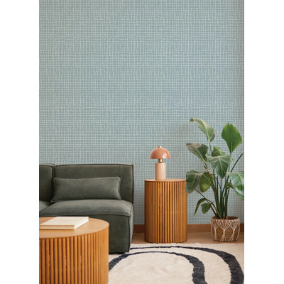 Albin Sky Blue Gridline Wallpaper