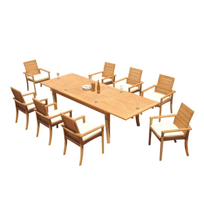 Algrave 8 - Person Teak Wood Patio Dining Set with