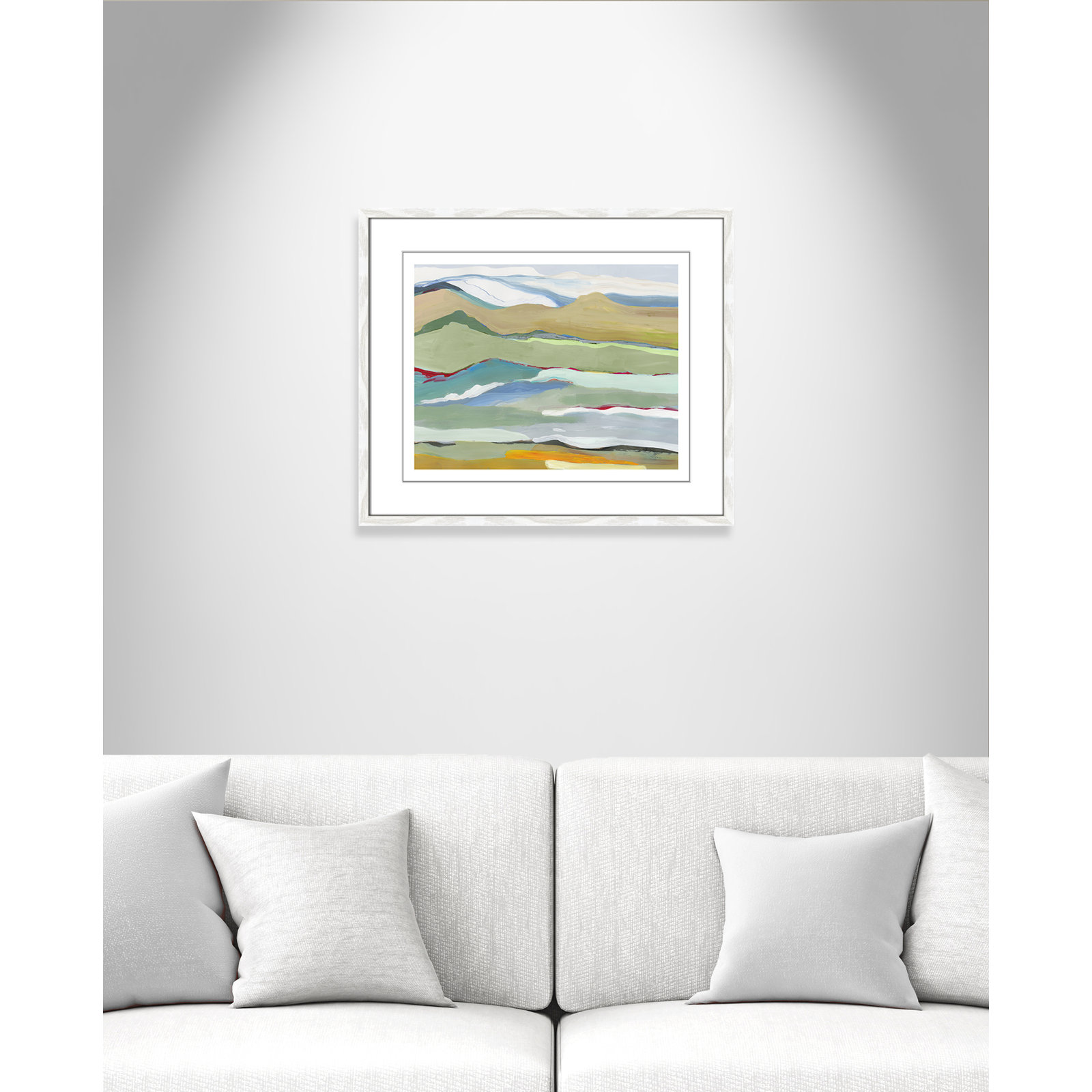 Goodbye Summer on the Hills - Picture Frame Painting, 21.5" H x 25.5" W x 0.75" D, White Wood Framed