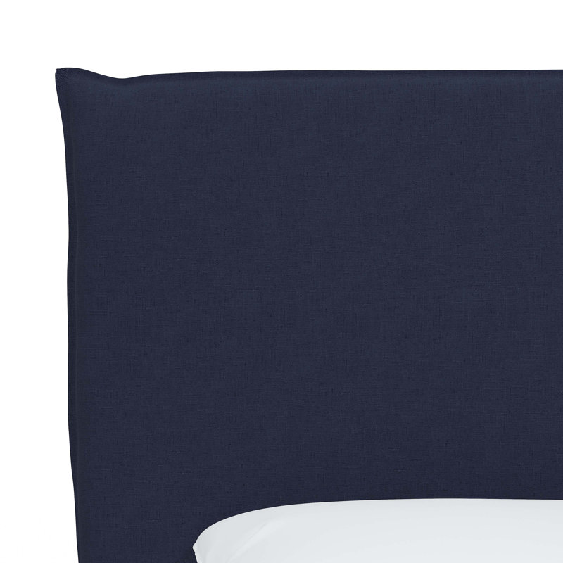 Lit tapissier standard à profil bas Bessinger, Simple, Lin bleu marine classique Xavier