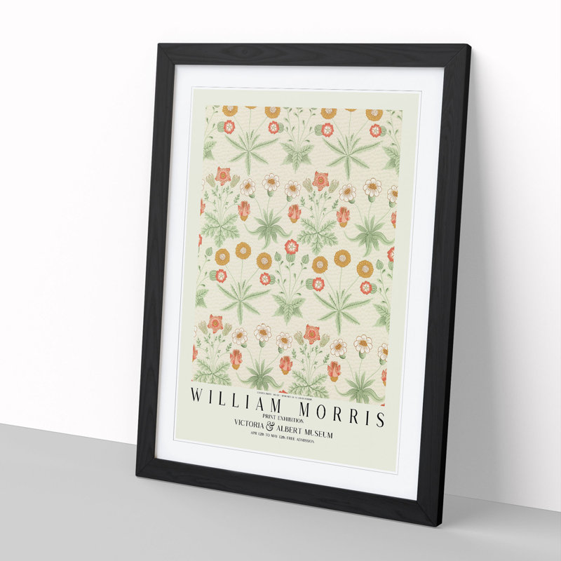 Daisy with Border by William Morris - Framed Print, 65cm H x 48cm W x 2cm D, Black Framed
