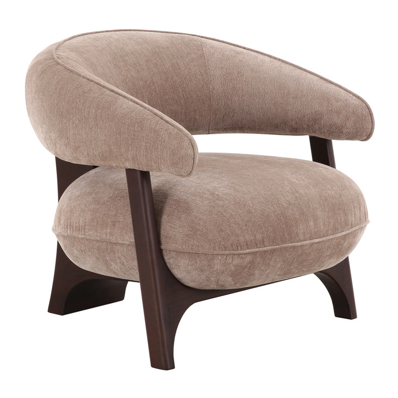 Chaise d'appoint Kirby - tissu brun clair moderne + chêne brun