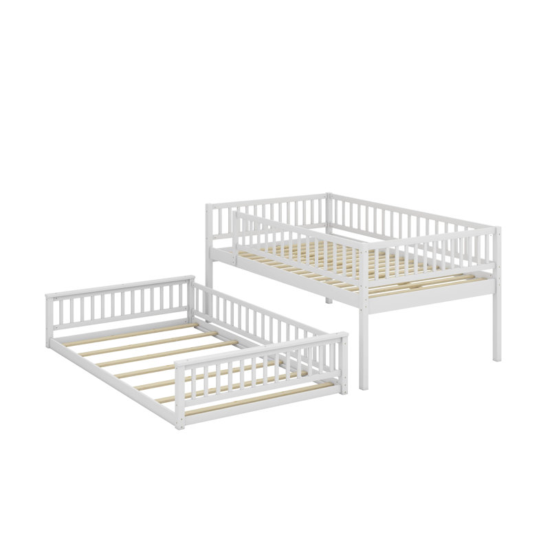 Queen Over Queen Bunk Bed With Ladder, White