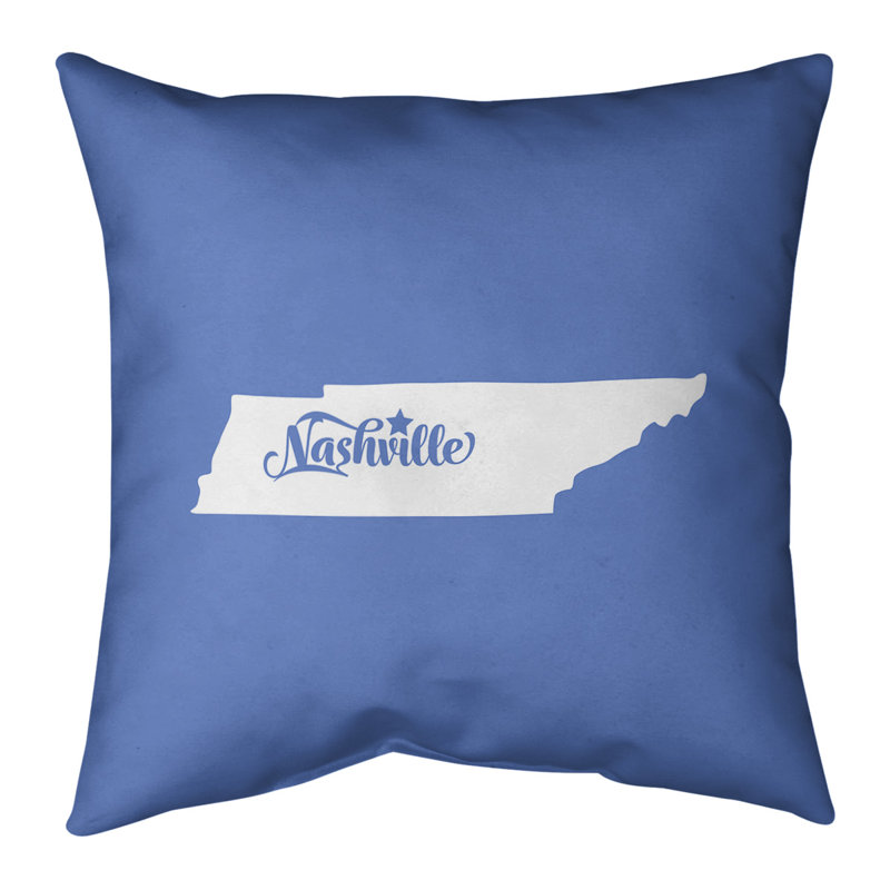 Cotton Blend Reversible Throw Pillow, 20" x 20", Blue, Nashville