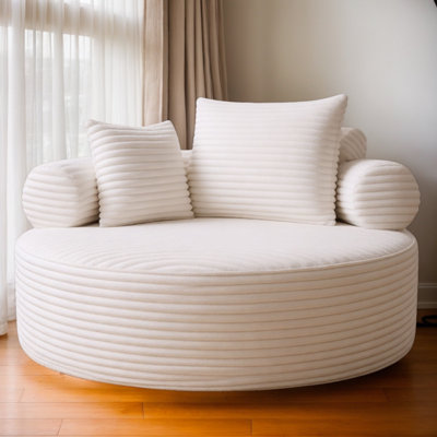 Round Cloud Sofa Bed with Memory Foam, Modern Sectional Sleeper Couch with 3 Throw Pillows for Living Room