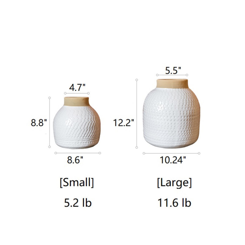Vase de table en porcelaine blanche, H 12,2 po x l 10,24 po x P 10,24 po