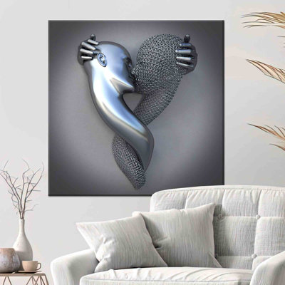 Romantic 3D Wall Art Featuring Embracing Lovers Ideal for Bedroom Decor and Perfect as a Gift for that Special Someone