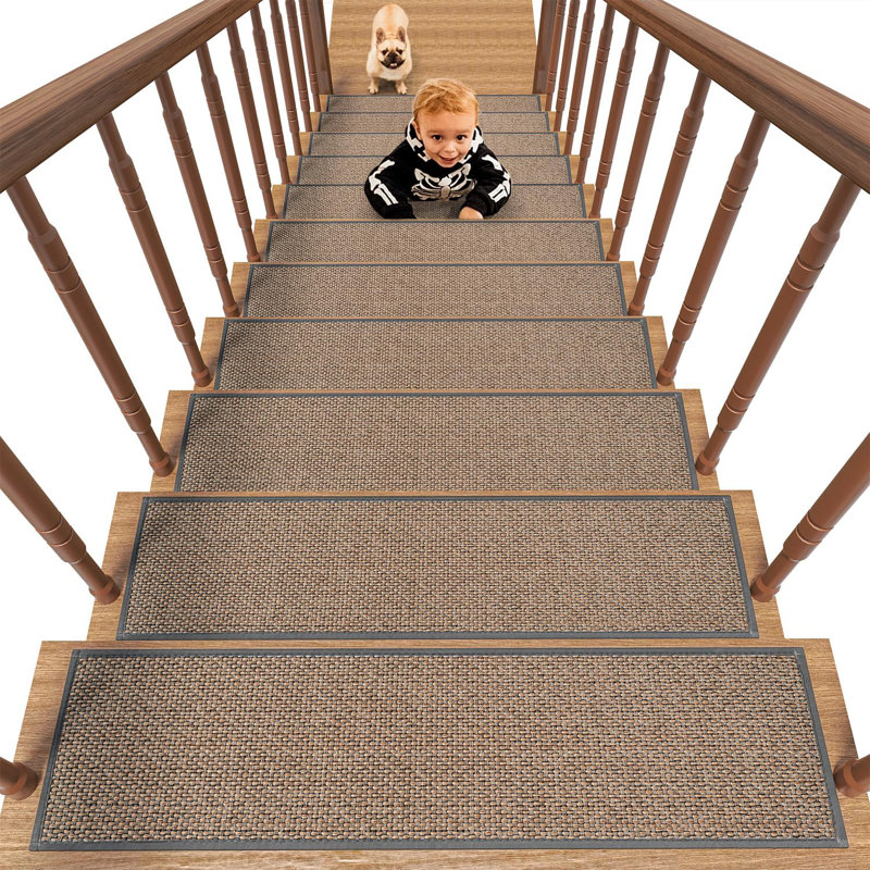 Tapis d'escalier antidérapant Bryelle, Gris clair