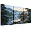 «Japanese House on Misty Lake with Stone Path and Bridge», ensemble de 3 toiles-210424336