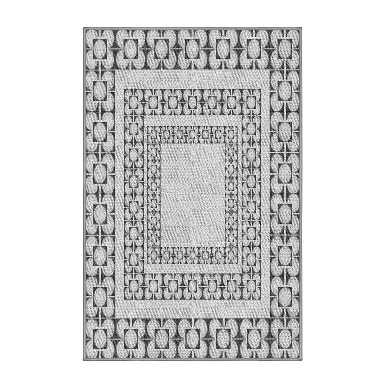 Tapis noir/blanc cassé tissé à la machine, Rectangle 3 pi x 5 pi