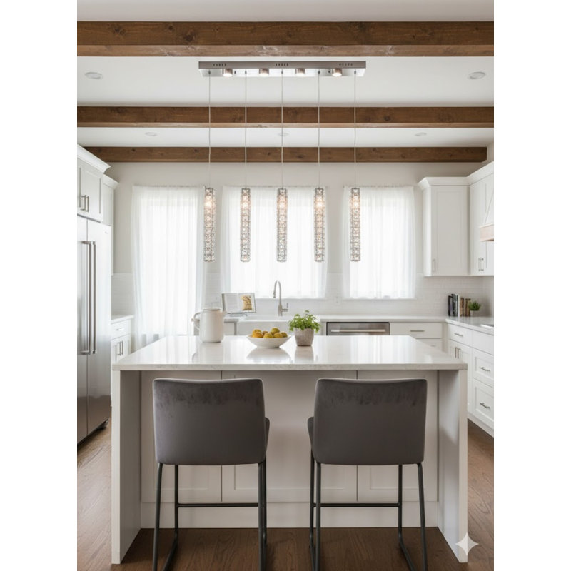 Hangah Modern 4 Light LED Crystal Kitchen Island Pendant