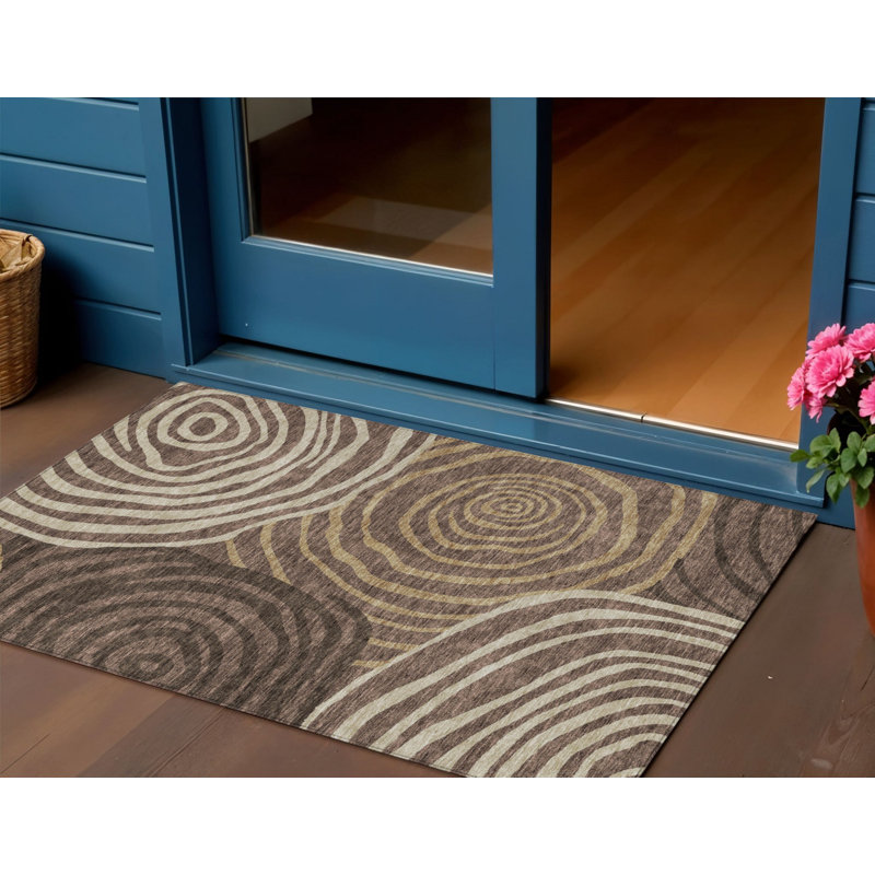 Tapis intérieur lavable abstrait taupe 3 pi x 5 pi