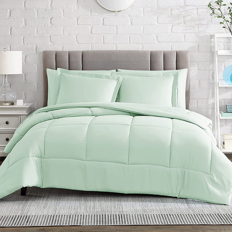 Ensemble d'édredon en microfibre , Édredon pour lit simple + 1 taie décorative stan, Menthe