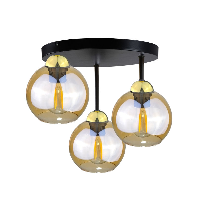 Glass Semi Flush Mount, Black/Gold