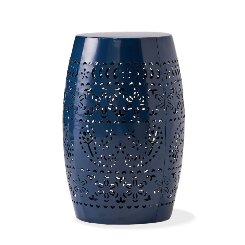 Table de bout cylindrique en fer Ifrane, Bleu foncé