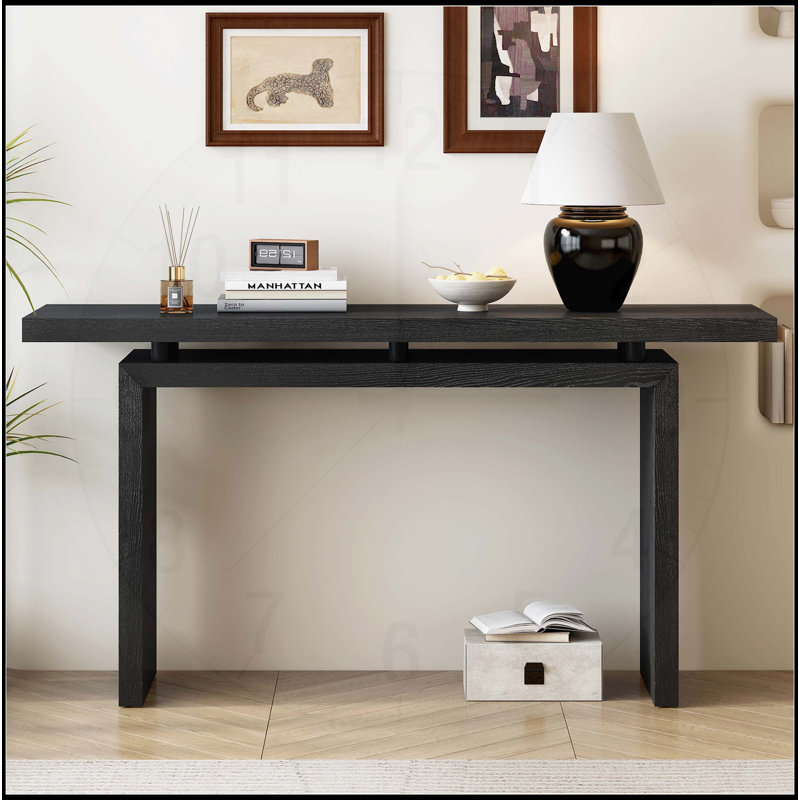 Élégante console en placage de frêne au design élégant pour diverses pièces, Noir, noir, noir, noir