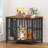 Large Foldable Dog Crate Furniture, Assembly-Free Dog Crate With Adjustable Bowls And Name Tag For Small, Medium, Large Dog-38372362-34654246