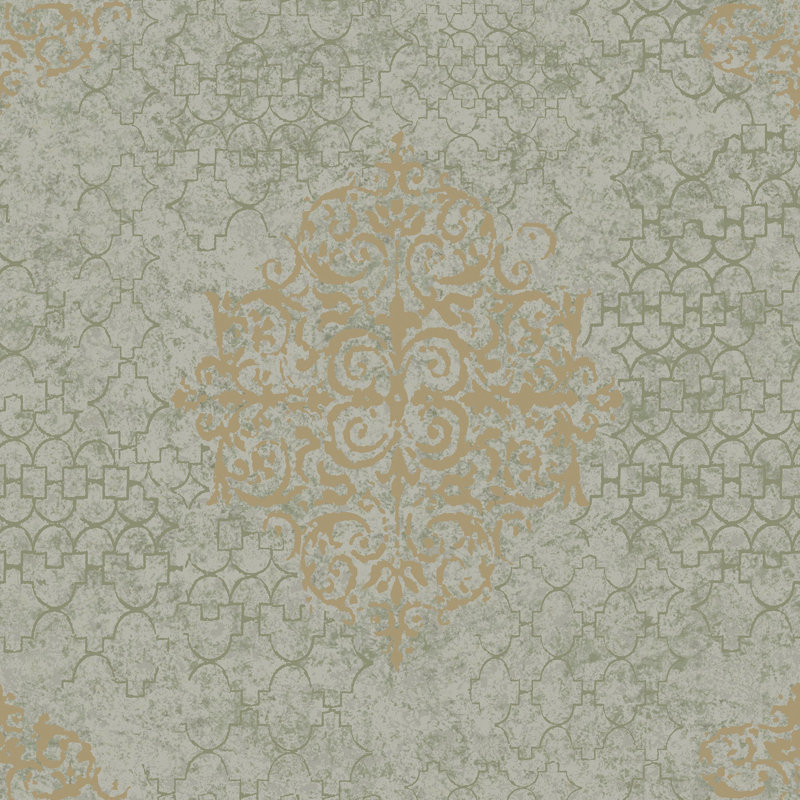 Lustre Metallic 3D Embossed Damask Wallpaper Roll, Gold