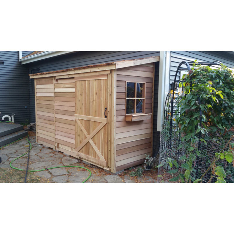 Bayside Western Red Cedar Wood Lean-To Storage Shed, 94.75" H x 156" W x 55" D