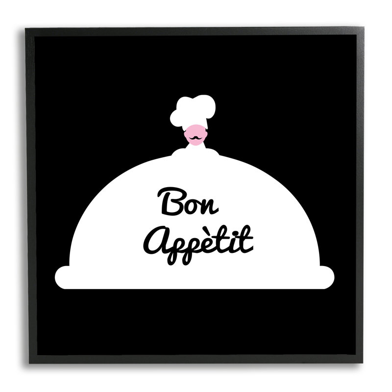 «Bon Appetit», phrase, moustache, chef, conception moderne, ferme surdimensionnée rustique sur toile encadrée, art texturé par Atelier Posters