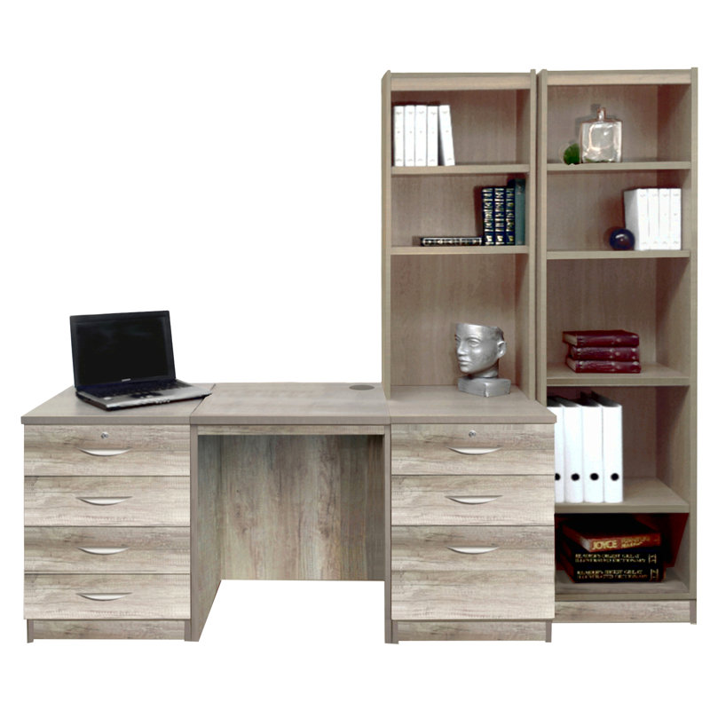 Brelon 5 Piece Computer Desk Office Set, Grey Nebraska