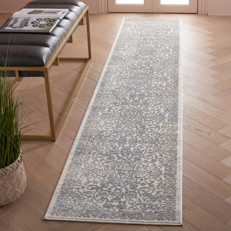 Tapis crème / ardoise Madrid 714, Tapis de couloir 2 pi x 10 pi