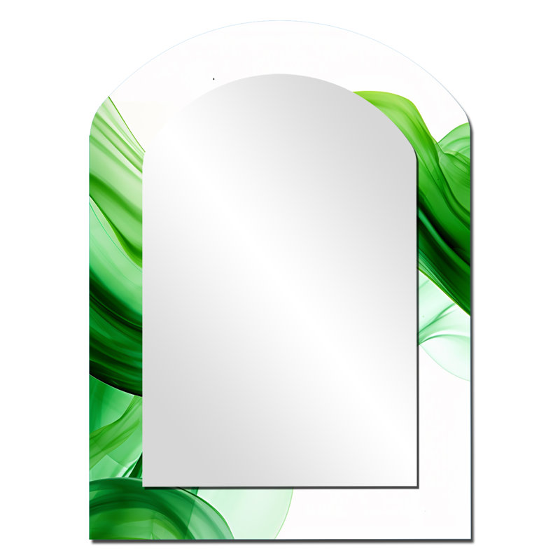 Miroir mural vert et blanc Fractal Waves IV, 34 po x 25 po