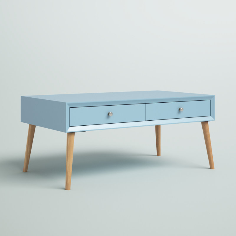 Table basse avec rangement Weare, Bleu acier