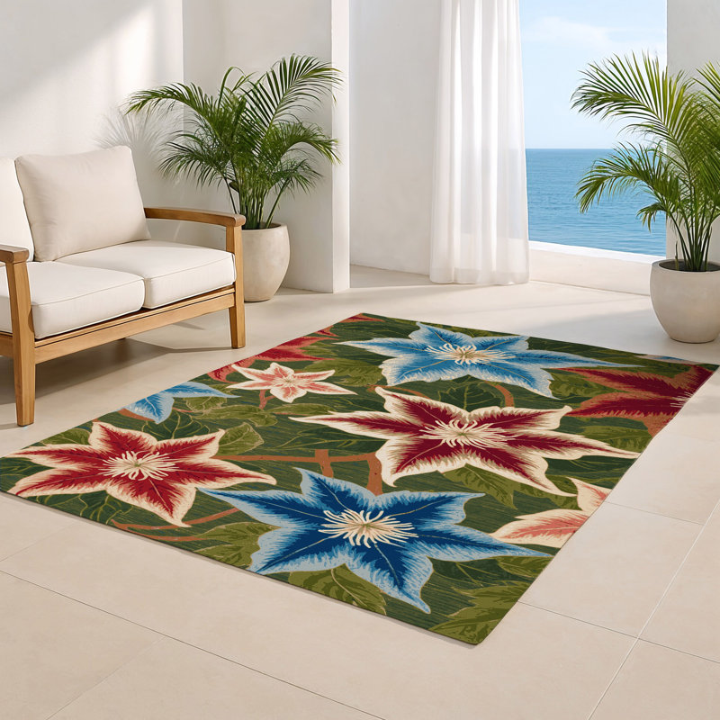 Botanical Brown Indoor and Outdoor Area Rug, Rectangle 2' x 3'