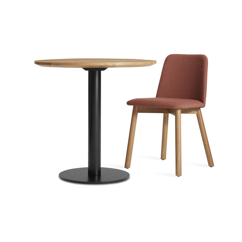 Easy Round Dining Table, Matte Black, 29" H x 30" W x 30" L, White Oak