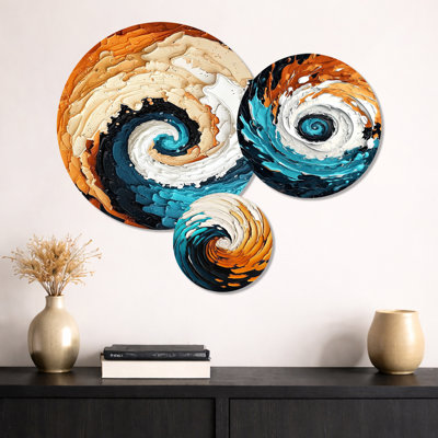 «Abstract Galactic Spiral Convergence», ensemble de 3 reproductions d'art abstraites sur métal