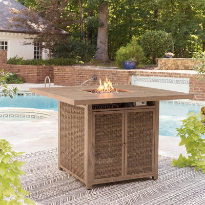 Table de foyer d'extérieur au propane avec couvercle Eshanvi H 39 po x l 56 po