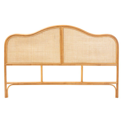 Bali & Pari Adelita Natural Rattan Arched Headboard - Handwoven Cane Panel With Rattan Frame, Coastal Boho Style Bedroom Decor, Queen by Dakota Fields