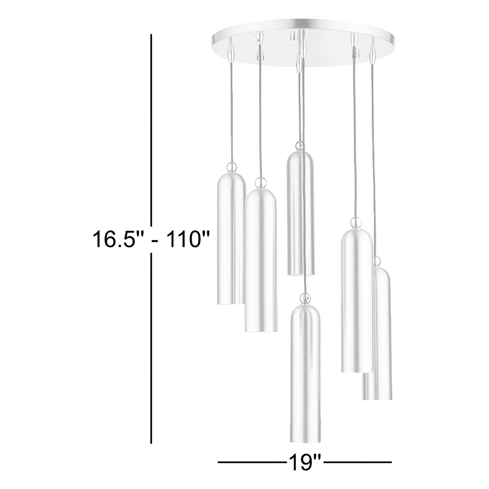 Harly 6 Light Metal Dimmable Pendant, Brushed Nickel