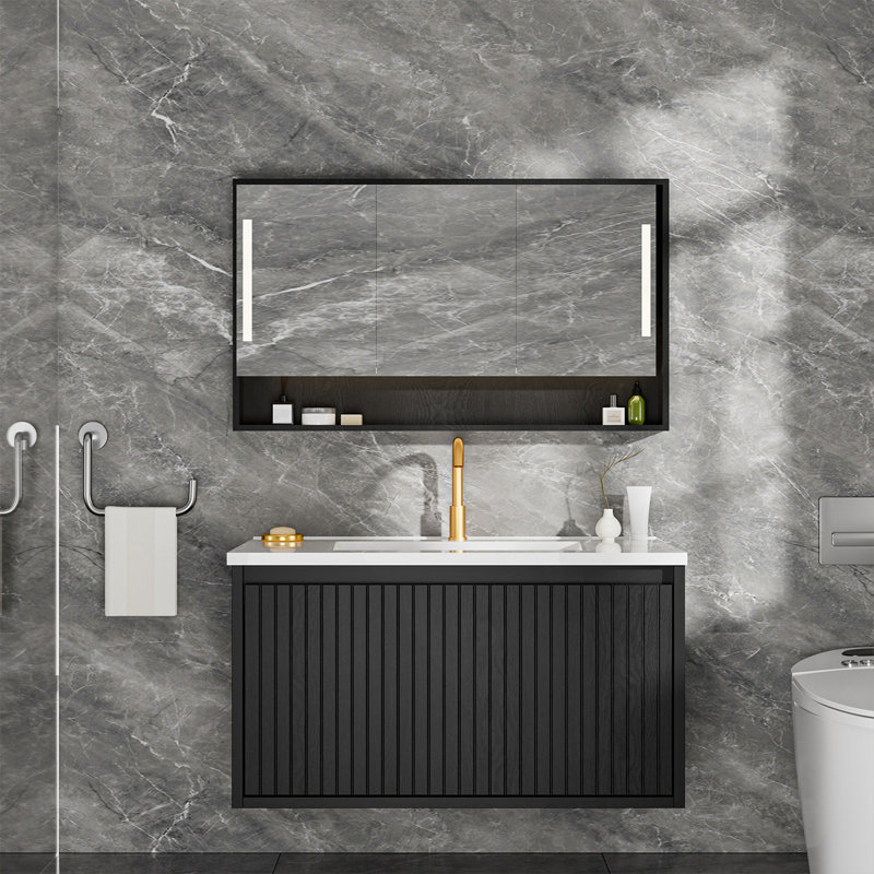 Meuble-lavabo 30 po avec lavabo en céramique, Noir