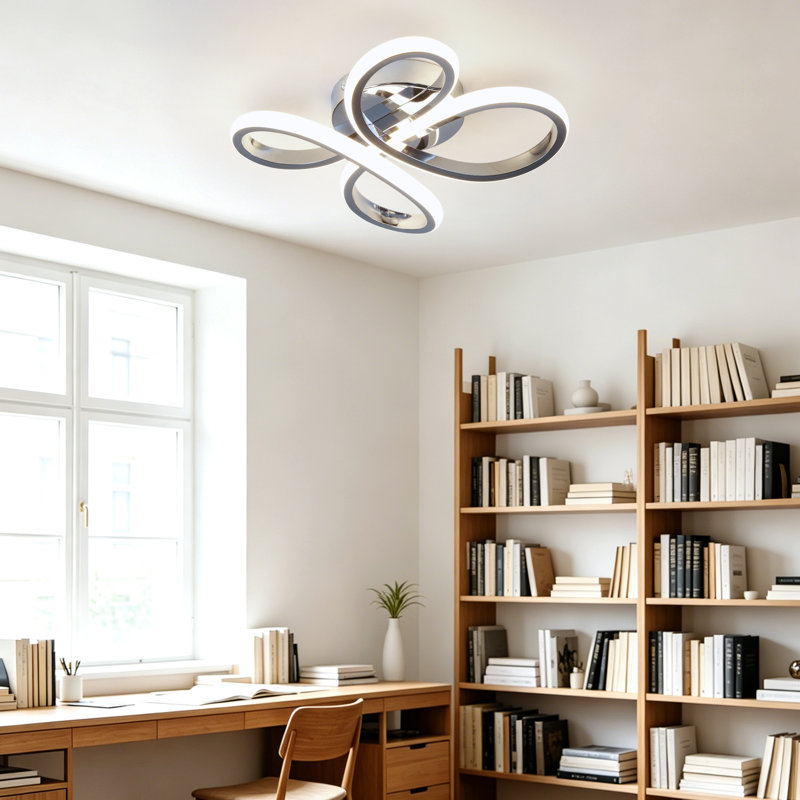 Janyia 1 - Light 11.81" Unique/Statement Geometric LED Semi Flush Mount