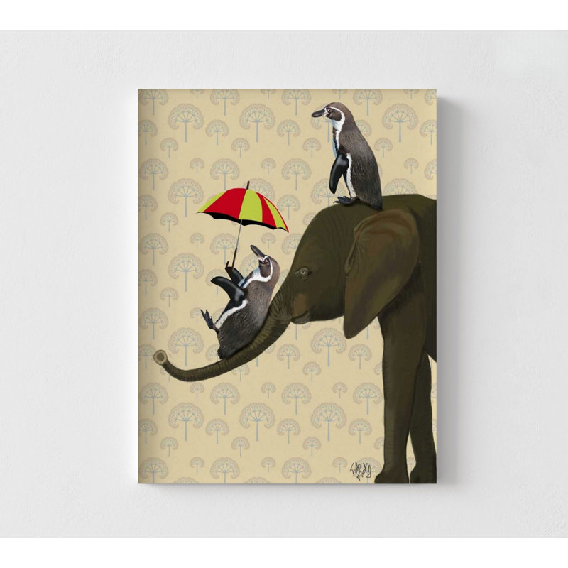 Art mural drôle de pingouins, adorable impression d'éléphant, art encadré d'animaux de cirque, impression d'animal amusant, impression de cadeau pingouins, art mural encadré