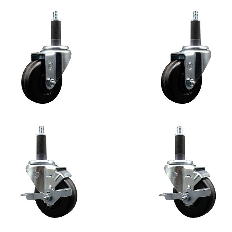 Ensemble de roulettes pivotantes 3,5 pouces SS