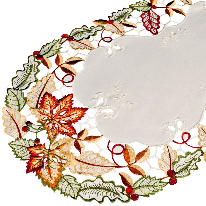 Quackenbush Fall Maple Leaf Oval Table Runner, 27" x 14"