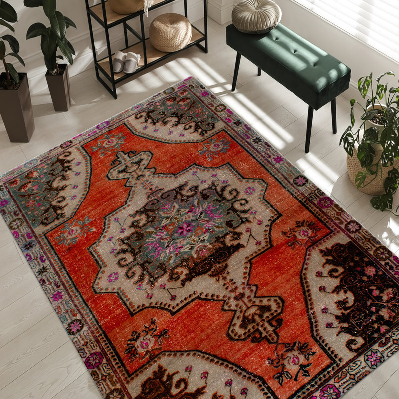 Stylish Printed Rug with Soft Pile and Intricate Botanical Design Ideal for Adding an Elegant Touch to Your Living Space or Bedroom