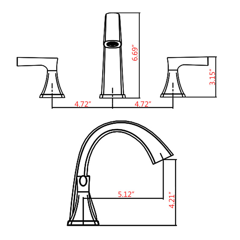 2-handle Bathroom Faucet with Drain Assembly, Matte Black