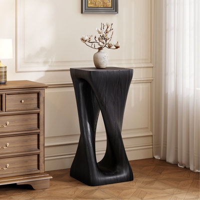 Table d'appoint d'extérieur, table de bout en forme de torsion, table d'appoint décorative, table de tabouret de jardin pour terrasse de balcon, côté piscine, béton léger, texture semblable au bois