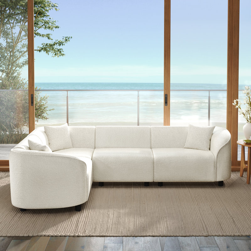 Canapé modulaire courbé en L 104 po, Beige