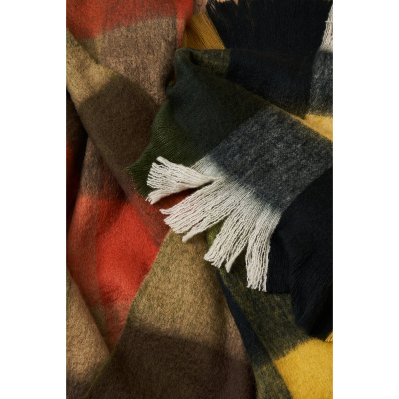 Brambly Cottage Throw, Green/Yellow/Navy Block Print