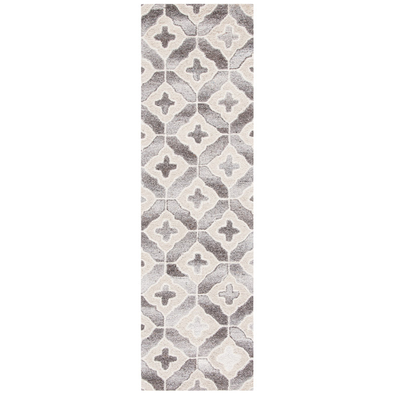 Herewardus Hand Tufted Performance Geometric Rug, Runner 2'3" x 8'