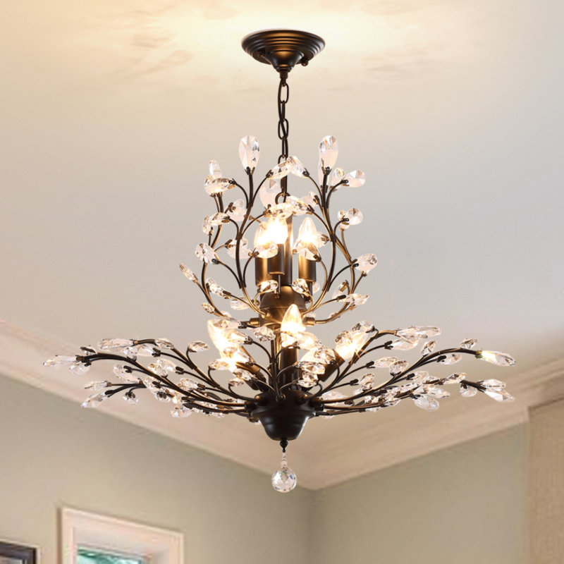 Lustre en cristal 8 lumières Jamei, Black