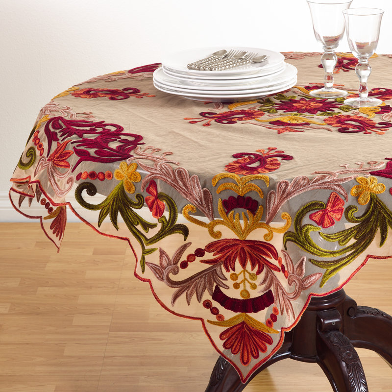 Esaah Alessandra Embroidered Tablecloth, Multi, 84" W x 84" L