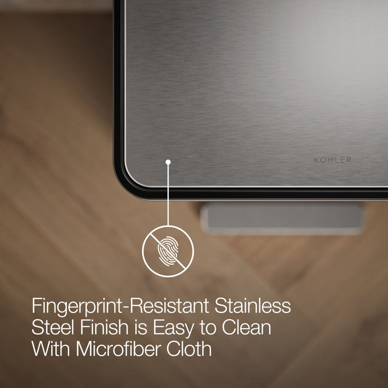 Reset 13 Gallon Kitchen Trash Can, Stainless Steel Hand Free Step Trash Can with Quiet-Close Lid, Black Stainless Steel